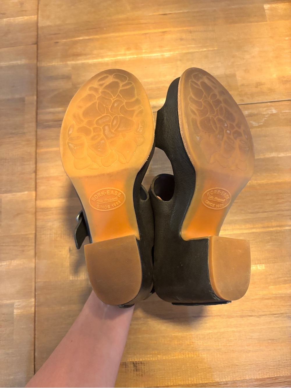Kork-Ease Black Leather Slingback Wedge Sandals - Picture 4 of 5